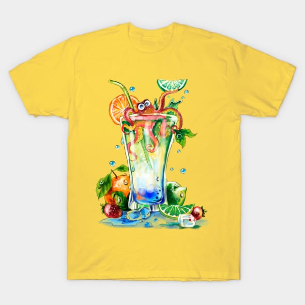 Octopus and fruit cocktails T-Shirt by KimLeex